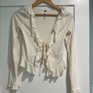 Free Peope cream Ruffled Women's cardigan XS